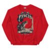 Sudadera gatos Piscis en color rojo, vista plana