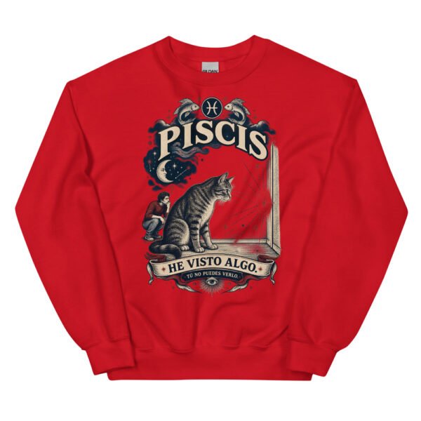 Sudadera gatos Piscis en color rojo, vista plana