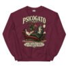 Sudadera gatos Psicogato en color granate, vista plana