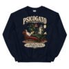 Sudadera gatos Psicogato en color marino, vista plana
