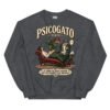 Sudadera gatos Psicogato en color oscuro jaspeado, vista plana