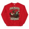Sudadera gatos Psicogato en color rojo, vista plana