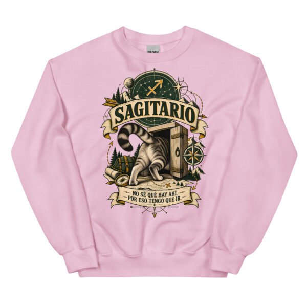 Sudadera gatos Sagitario en color rosa claro, vista plana