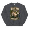 Sudadera gatos Tauro en color oscuro jaspeado, vista plana