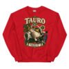Sudadera gatos Tauro en color rojo, vista plana