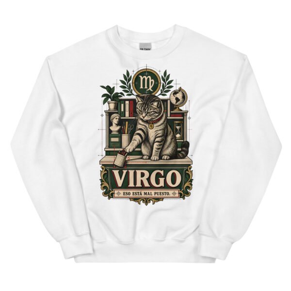 Sudadera gatos Virgo en color blanco, vista plana