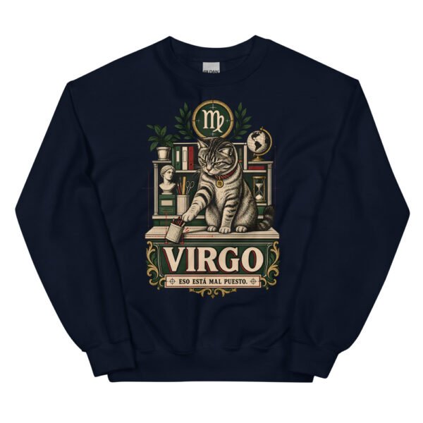 Sudadera gatos Virgo en color marino, vista plana