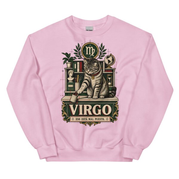 Sudadera gatos Virgo en color rosa claro, vista plana